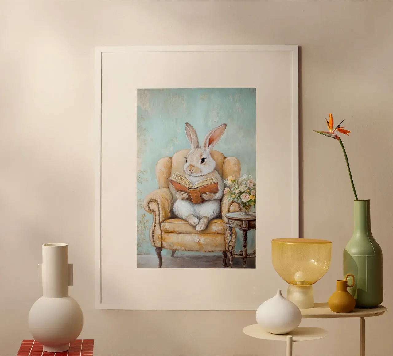 Lapin de lecture poster de Melloi Art Print