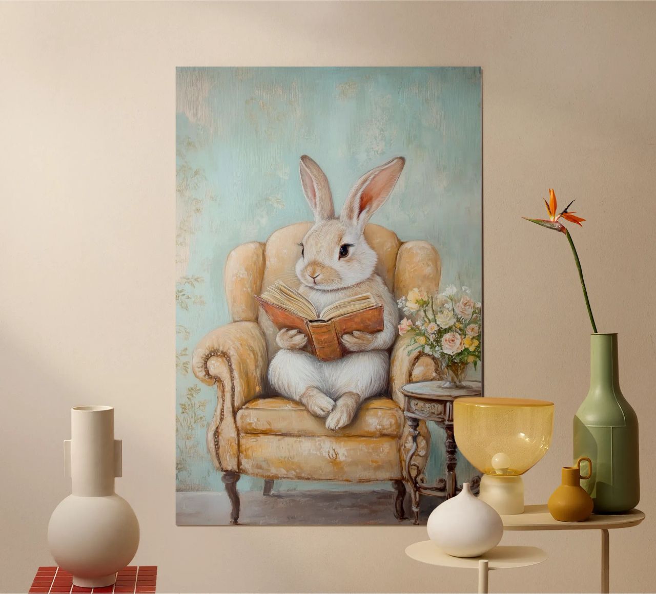 Reading Bunny poster by Melloi Art Print