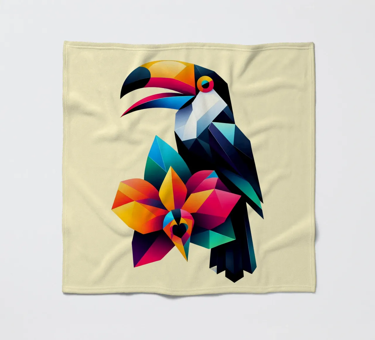 Tucano e orchidea coperta in pile da Digital Naive