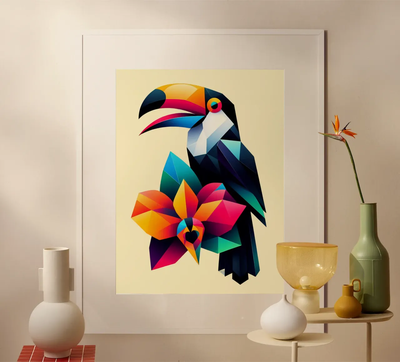 Tucano e orchidea poster da Digital Naive