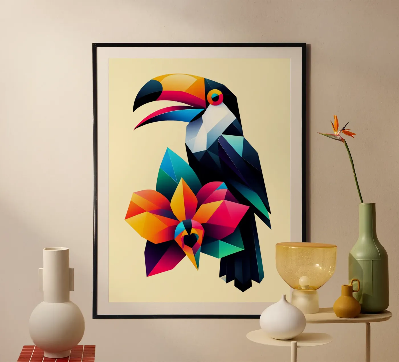 Tucano e orchidea poster da Digital Naive