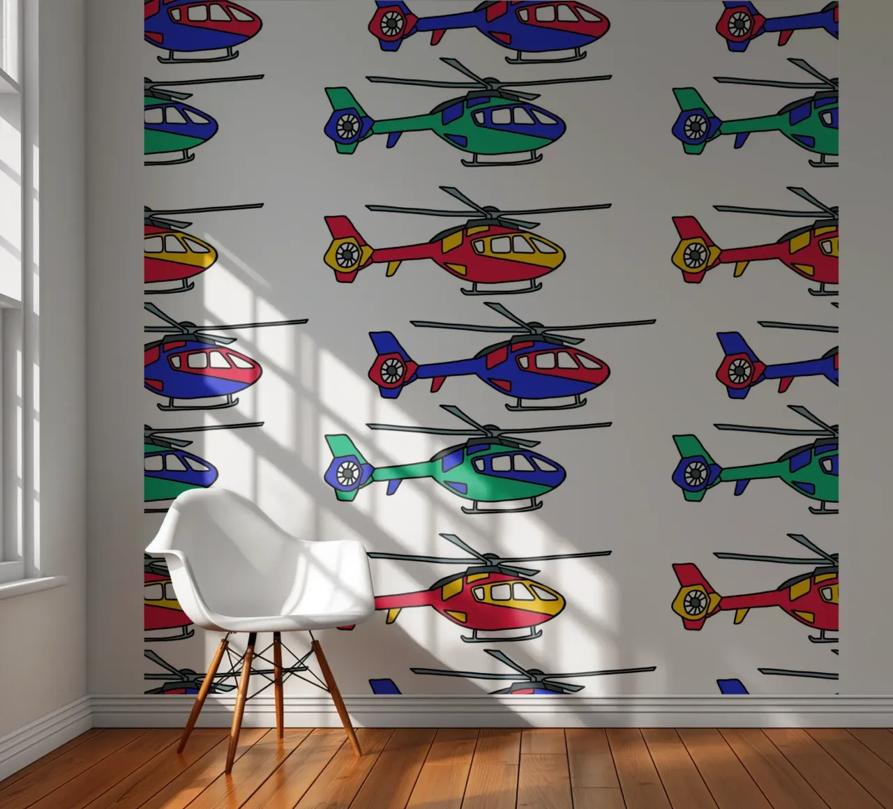 Bunte Hubschrauber fotobehang van BAINAI KIDS