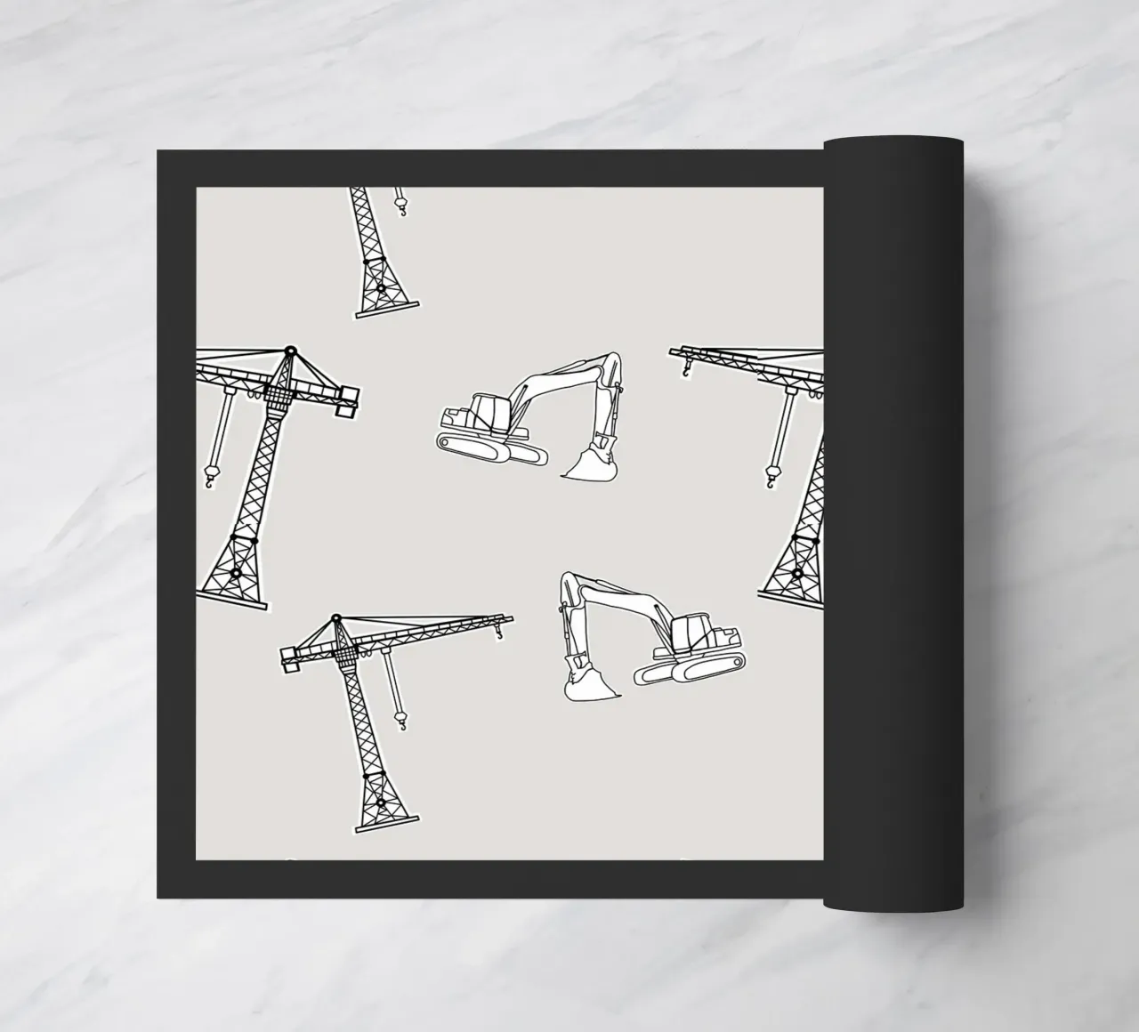 Bagger und Kran deurmat van BAINAI KIDS