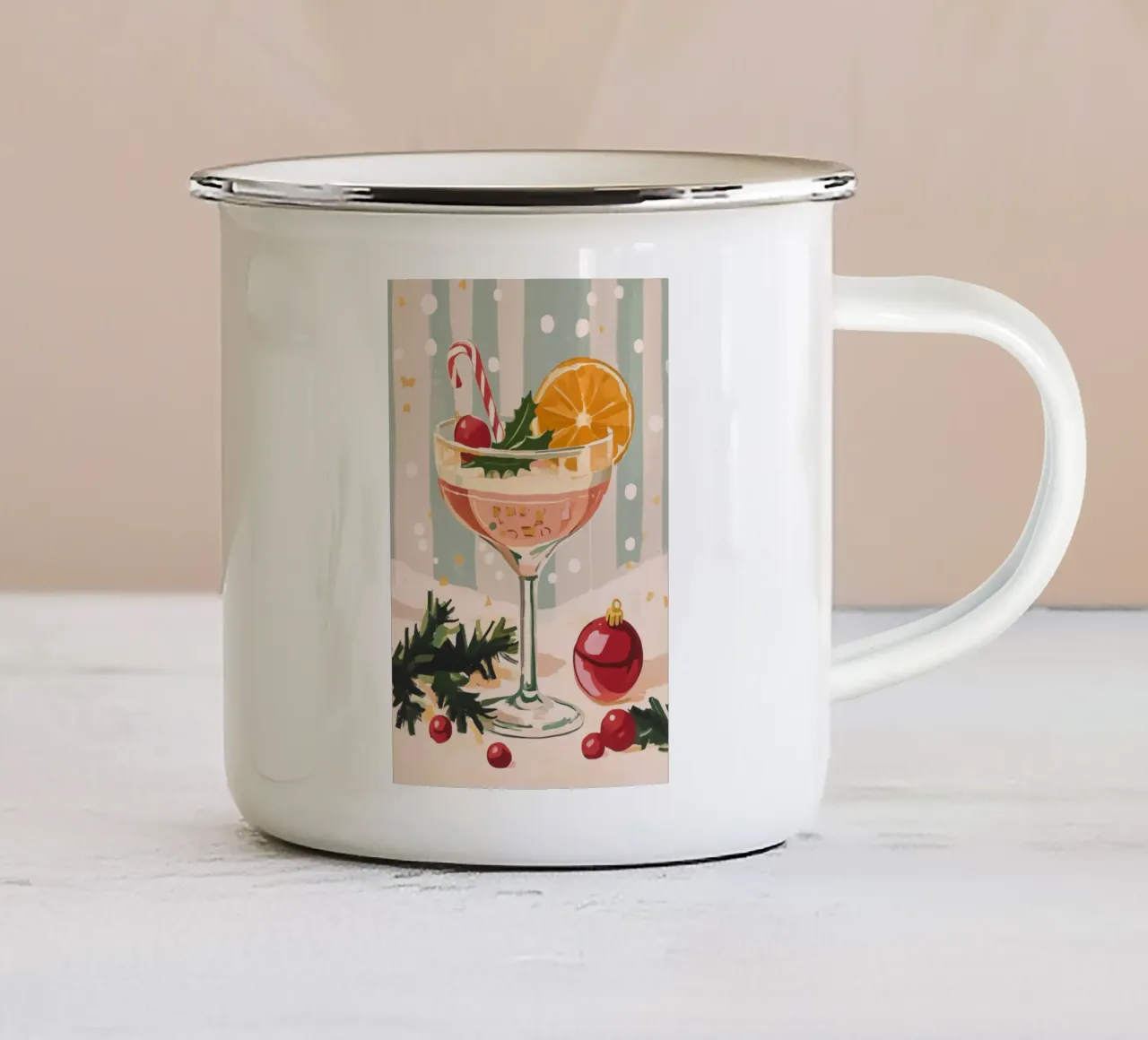 Cocktail festivo tazza in smalto da Melloi Art Print