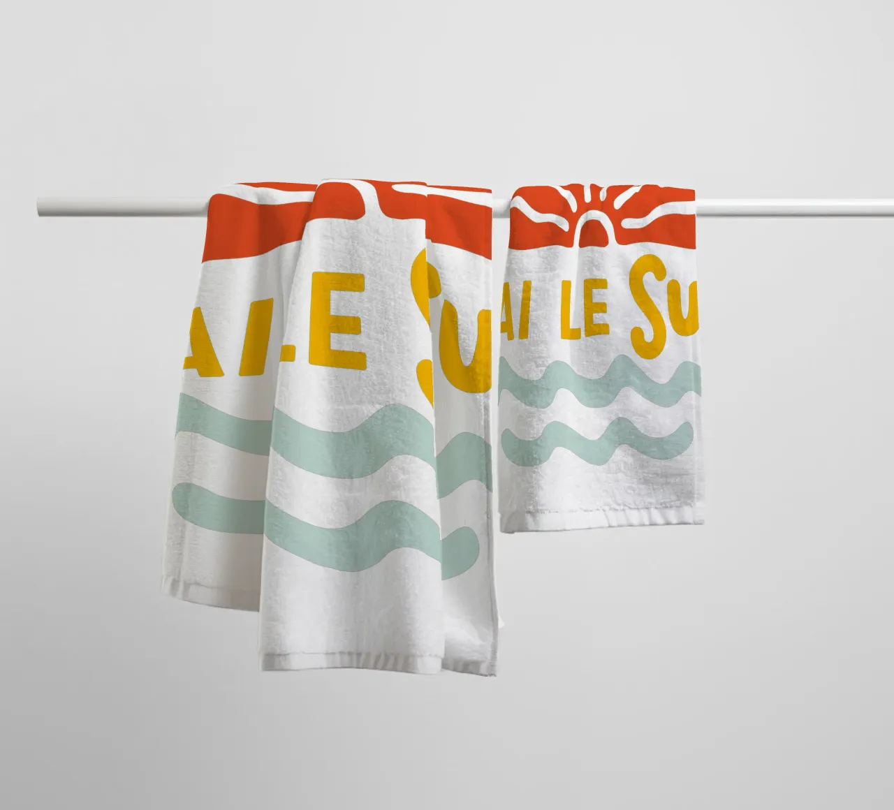 j'ai le sun seum soleil plage retro océan mer asciugamano da bagno da alice