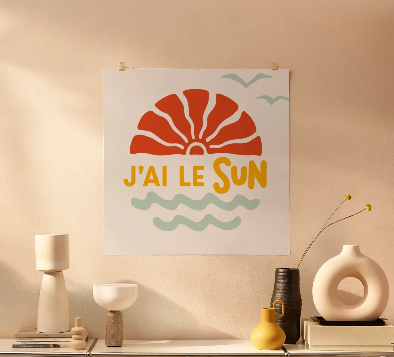 j'ai le sun seum soleil plage retro océan mer carta hahnemühle da alice