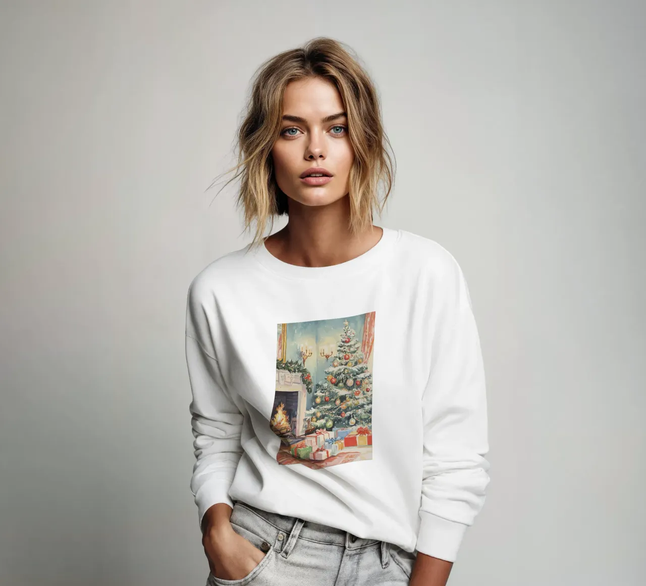 Klassieke kerst sweatshirt van Melloi Art Print