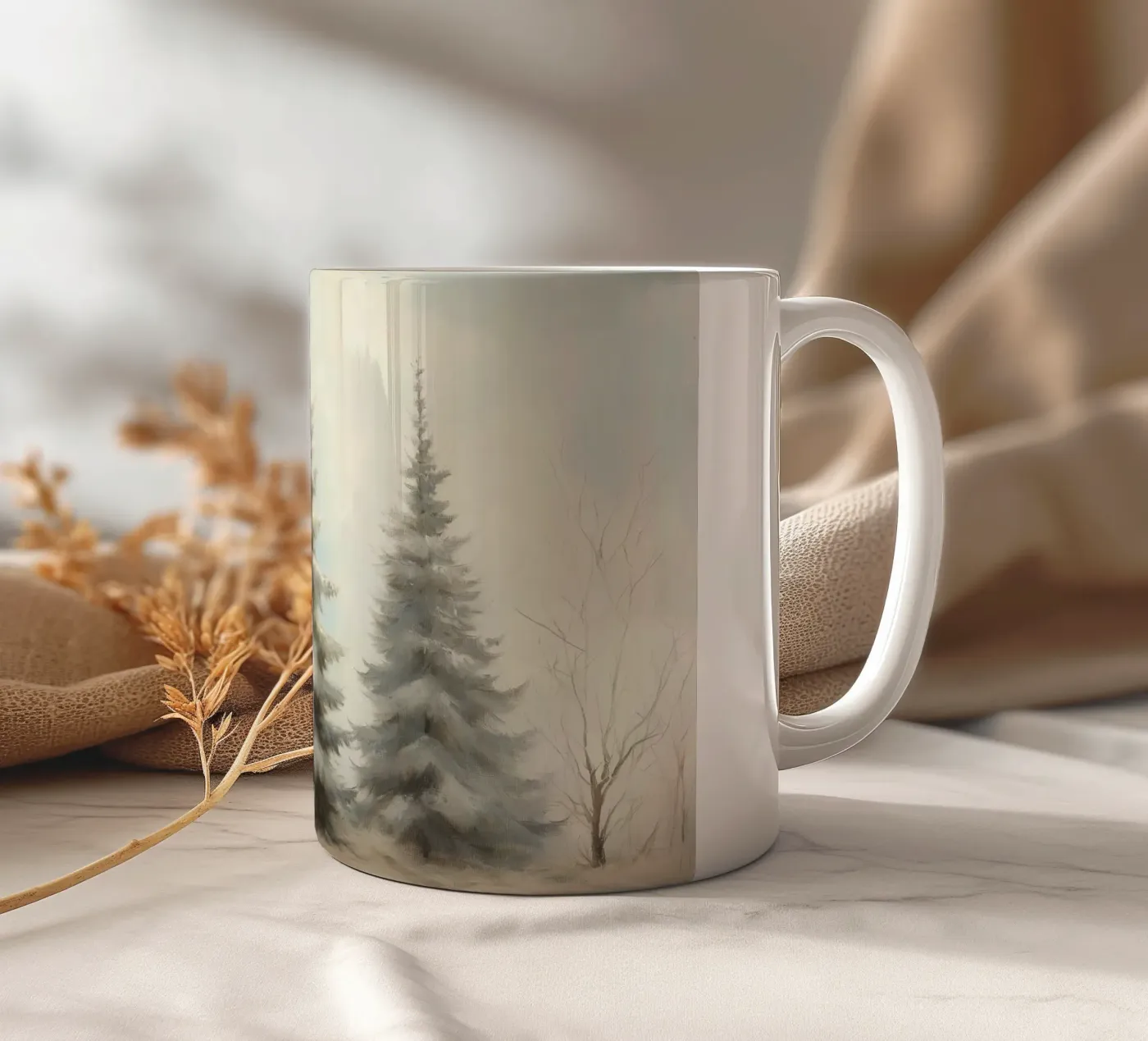Pine Trees Keramik Tasse von Melloi Art Print