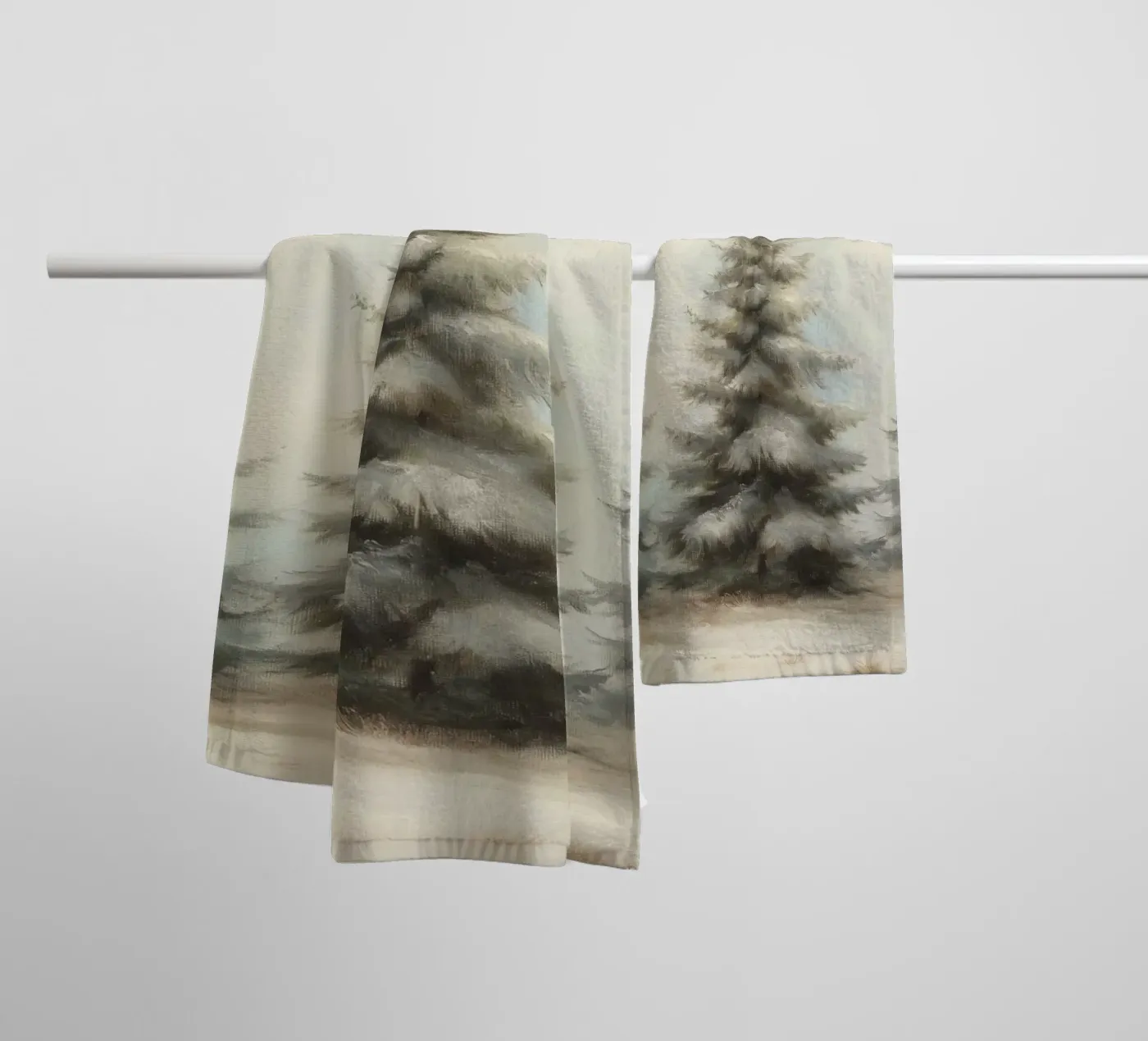 Alberi di pino asciugamano da bagno da Melloi Art Print