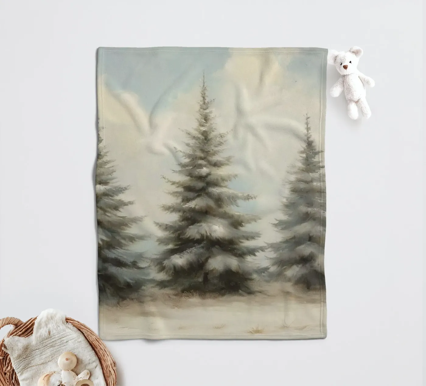 Pine Trees fleece blanket by Melloi Art Print