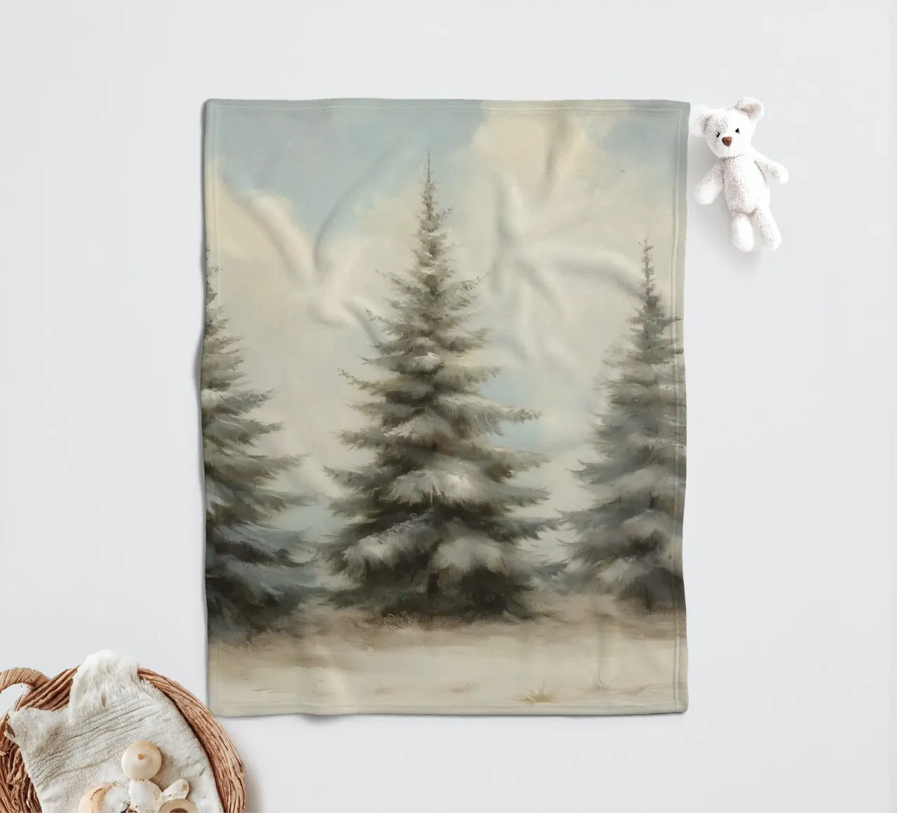 Pine Trees fleece blanket by Melloi Art Print