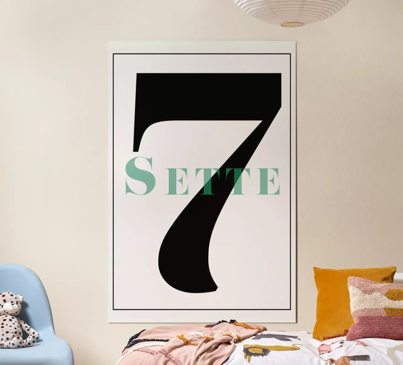 Numero 7 poster con telaio in alluminio da In Full Color