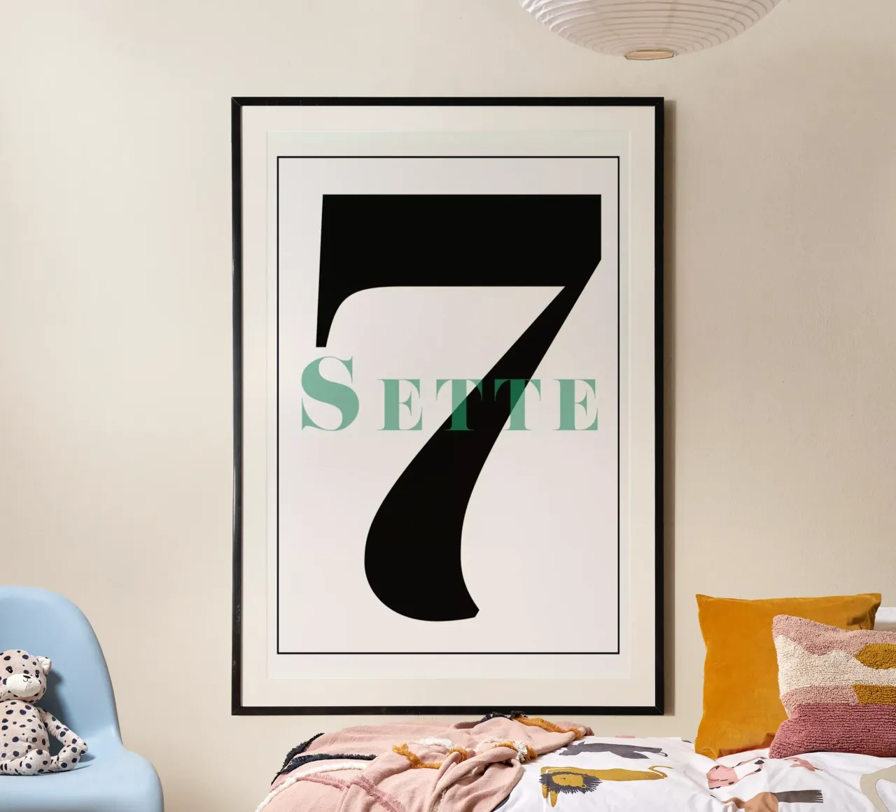 Numero 7 poster con telaio in alluminio da In Full Color