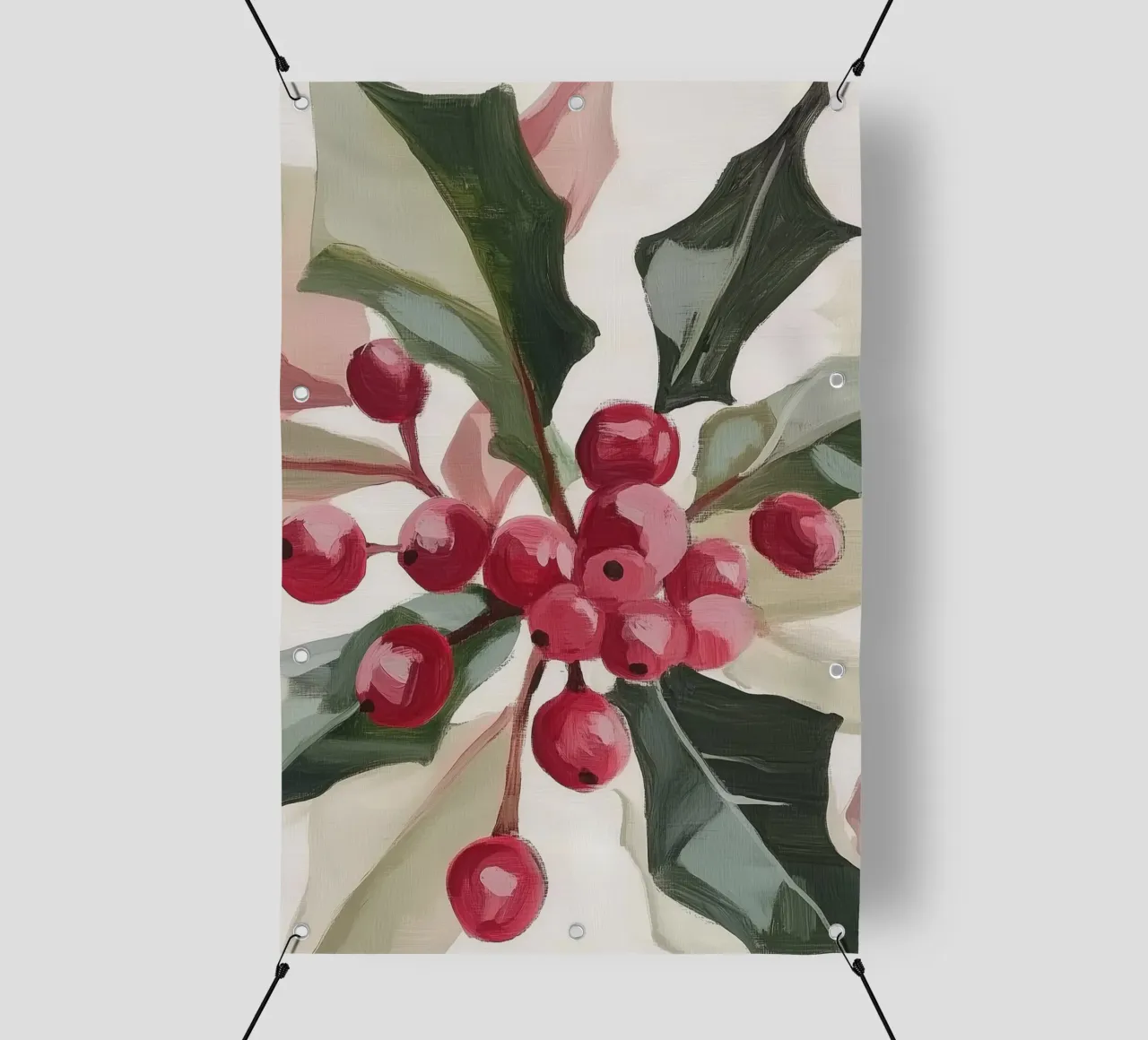 Agrifoglio di Natale telo in pvc da Melloi Art Print