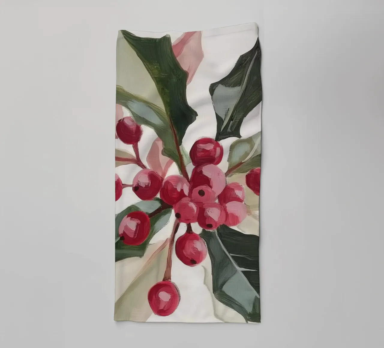 Kerstmis Hulst badhanddoek van Melloi Art Print