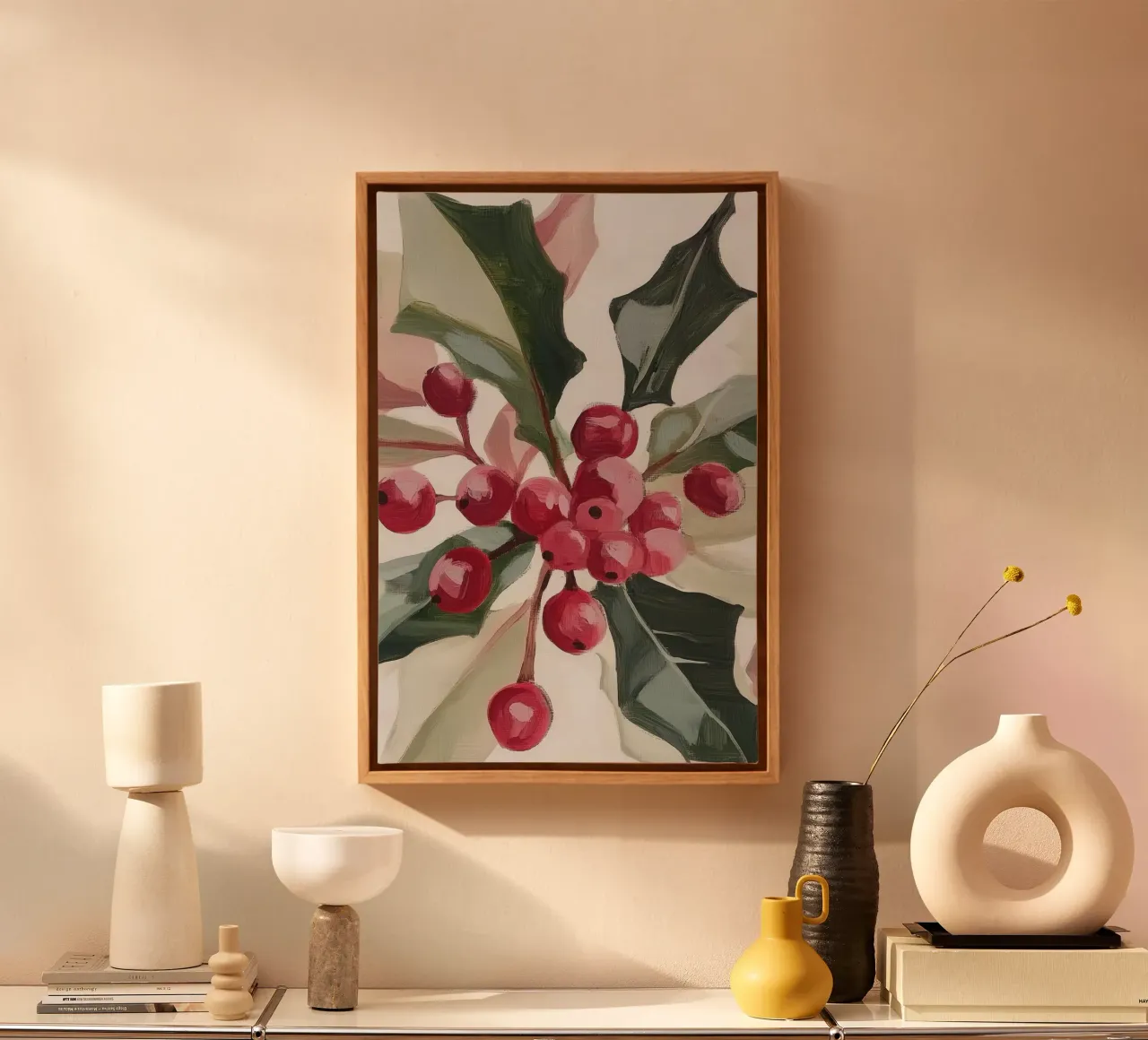 Kerstmis Hulst canvas met Baklijst van Melloi Art Print