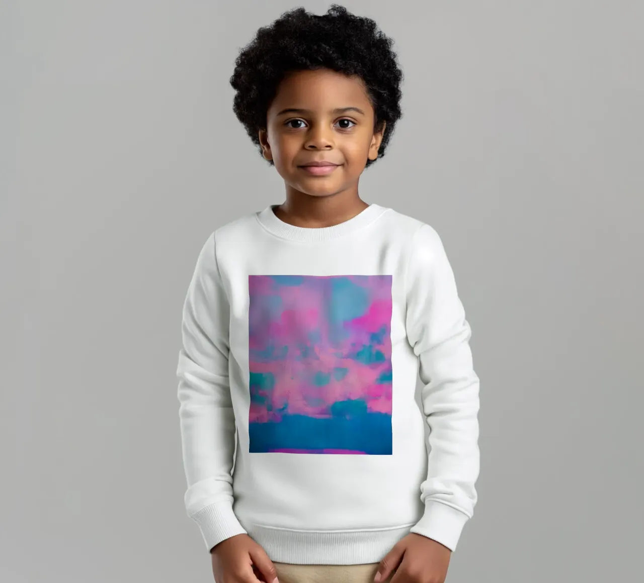 Colorful Abstract Print - Blue & Pink kids sweatshirt by FABOArt