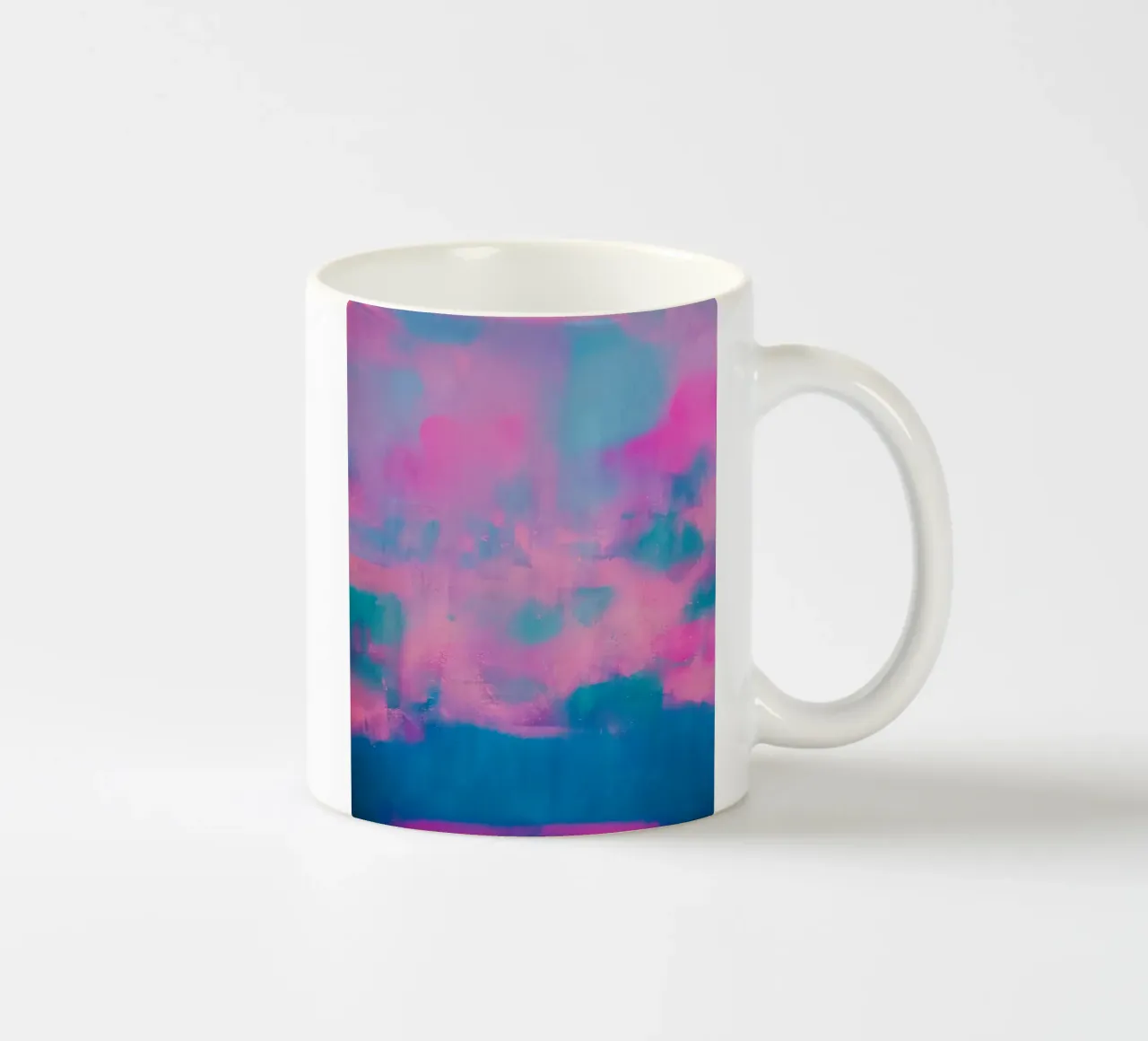 Kleurrijke abstracte print - Blauw & roze keramische mok van FABOArt
