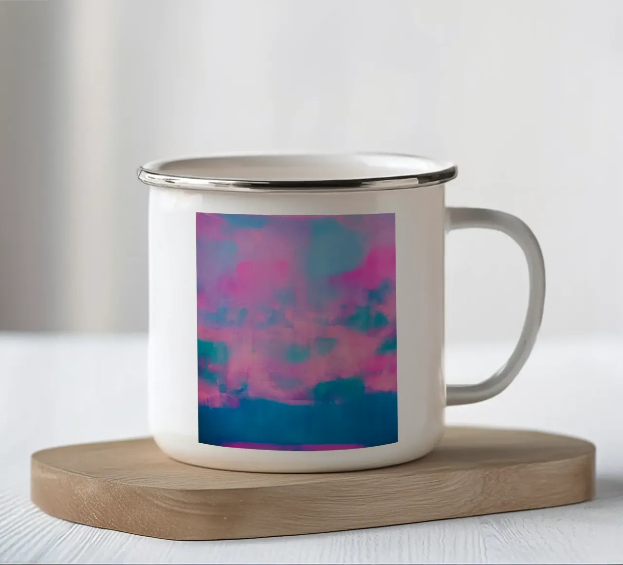Stampa astratta colorata - Blu e rosa tazza in smalto da FABOArt