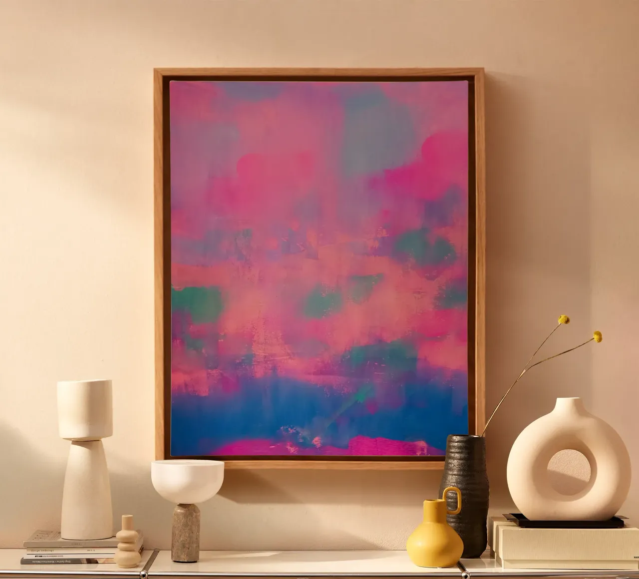 Levendige abstracte print - Chroma canvas met Baklijst van FABOArt
