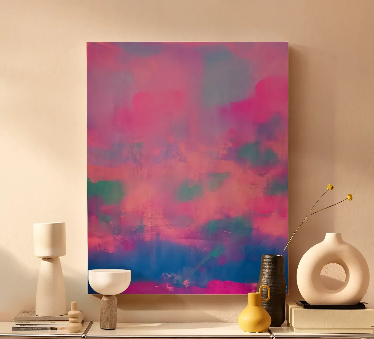 Levendige abstracte print - Chroma canvas met Baklijst van FABOArt