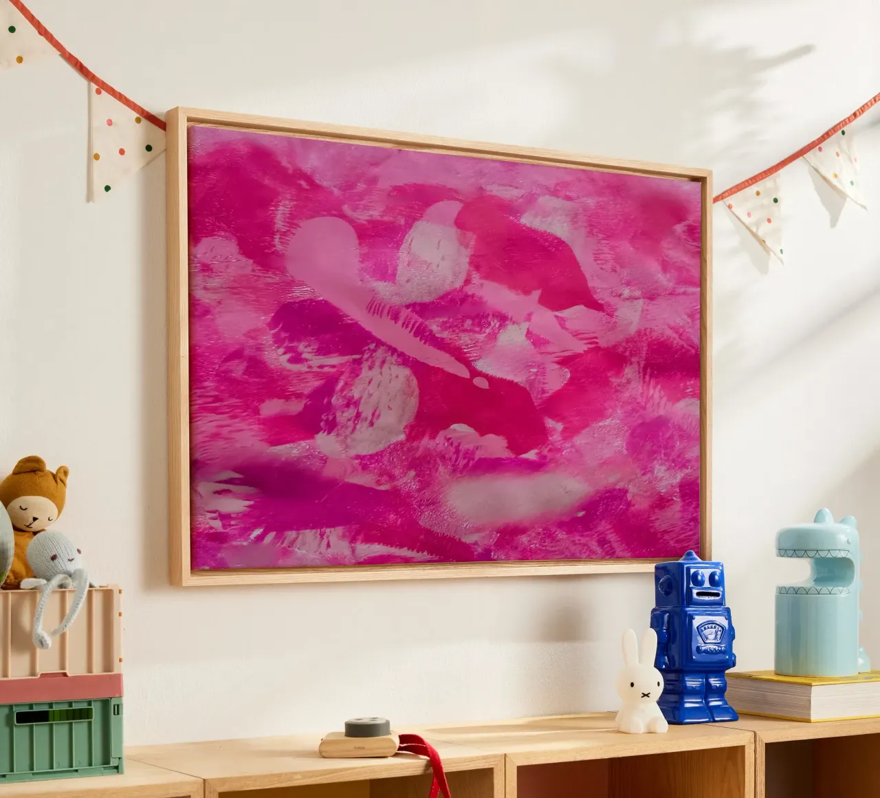 MultiRoze Abstracte Print canvas van FABOArt