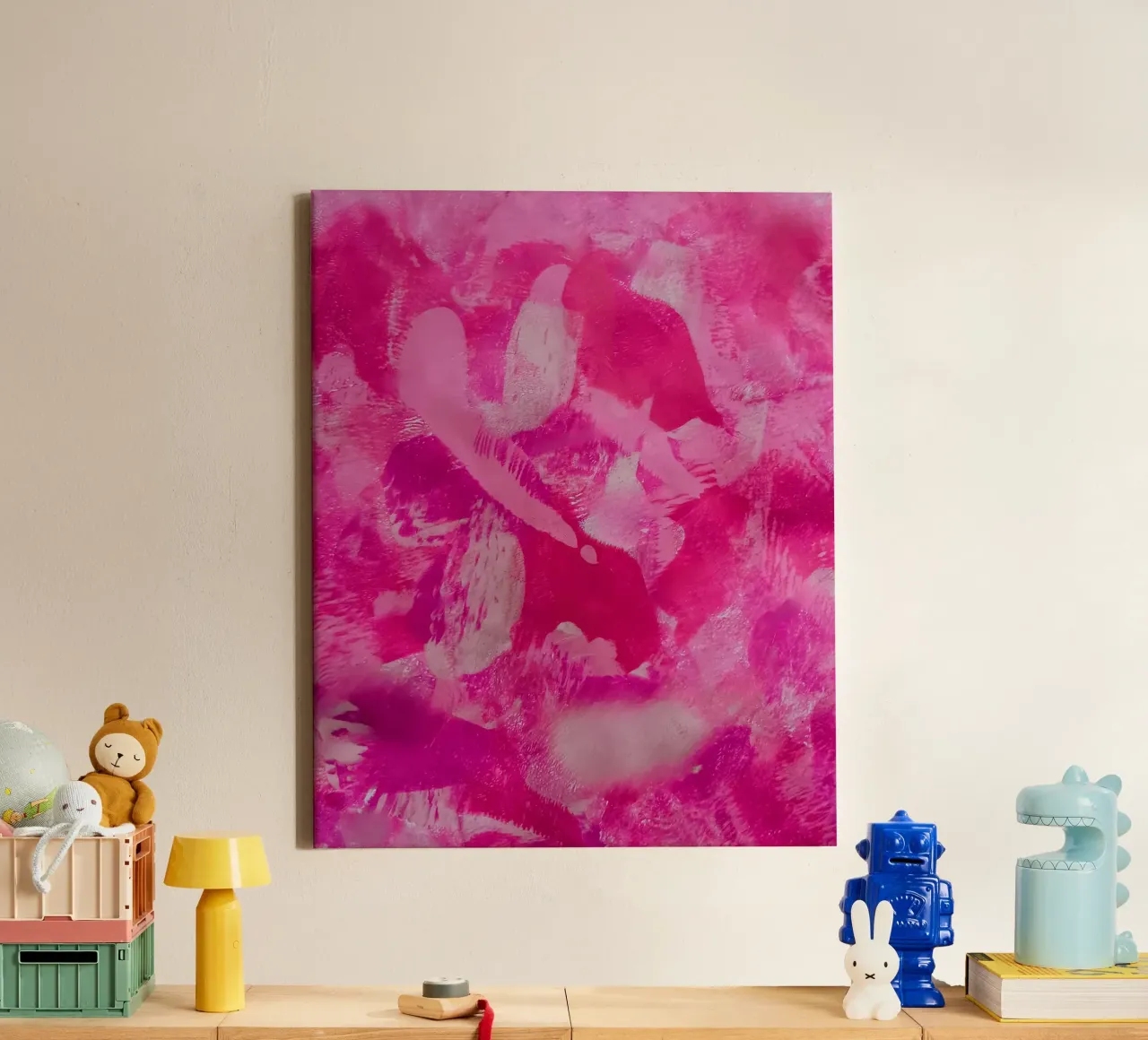 MultiRoze Abstracte Print canvas van FABOArt
