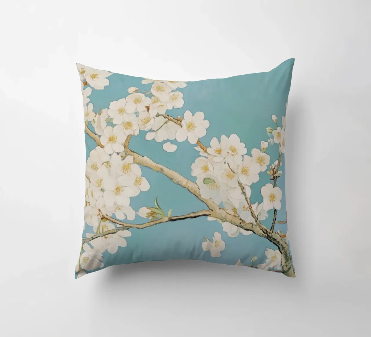 Fiore di ciliegio bianco cuscino da Melloi Art Print