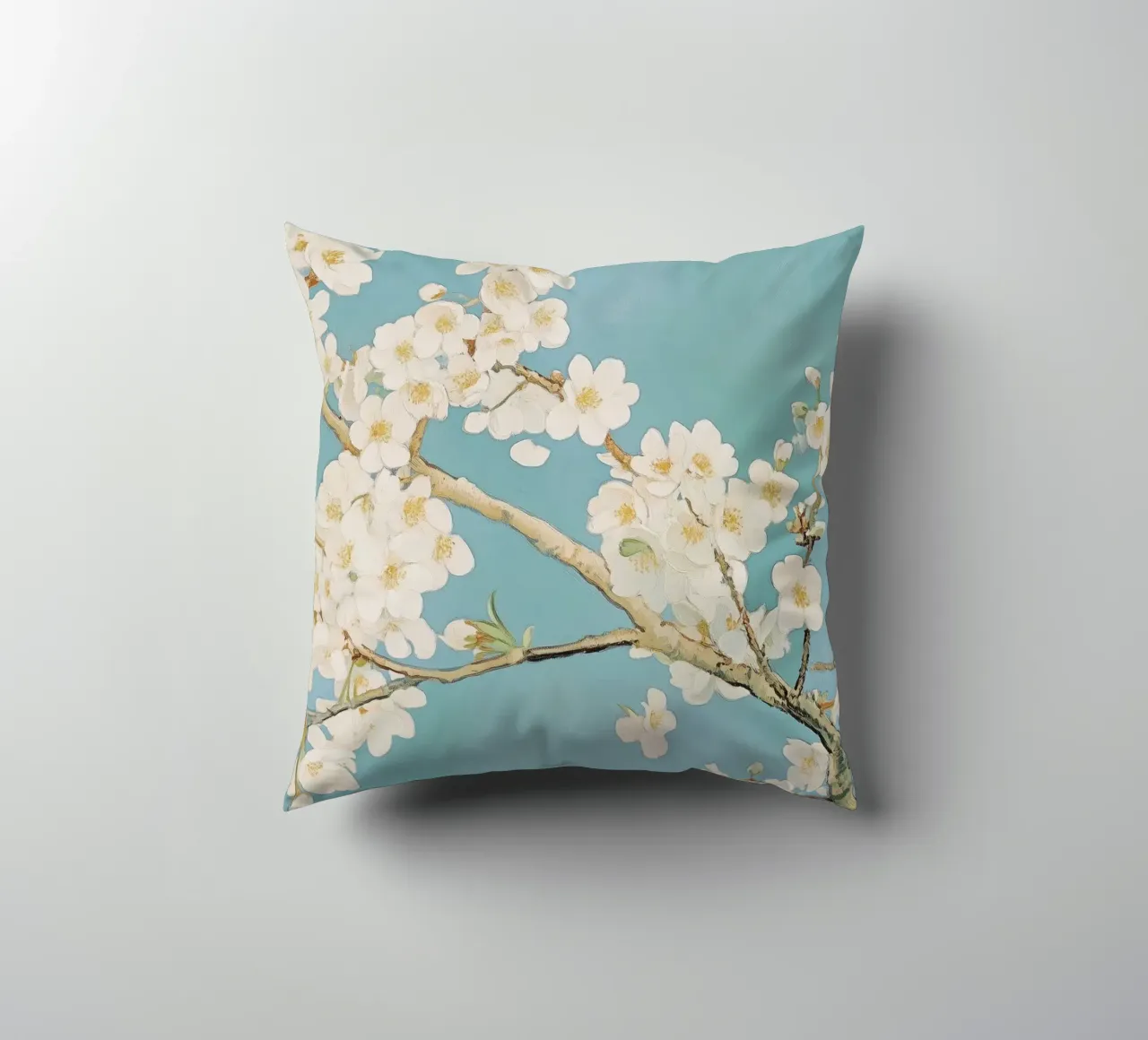 Fiore di ciliegio bianco cuscino da Melloi Art Print