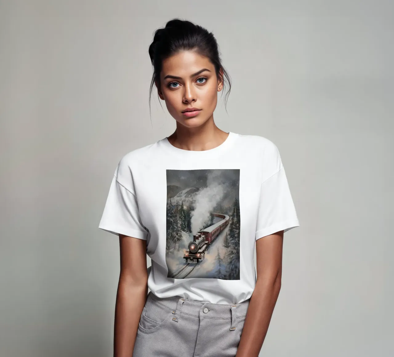 Treno a vapore invernale t-shirt da Melloi Art Print