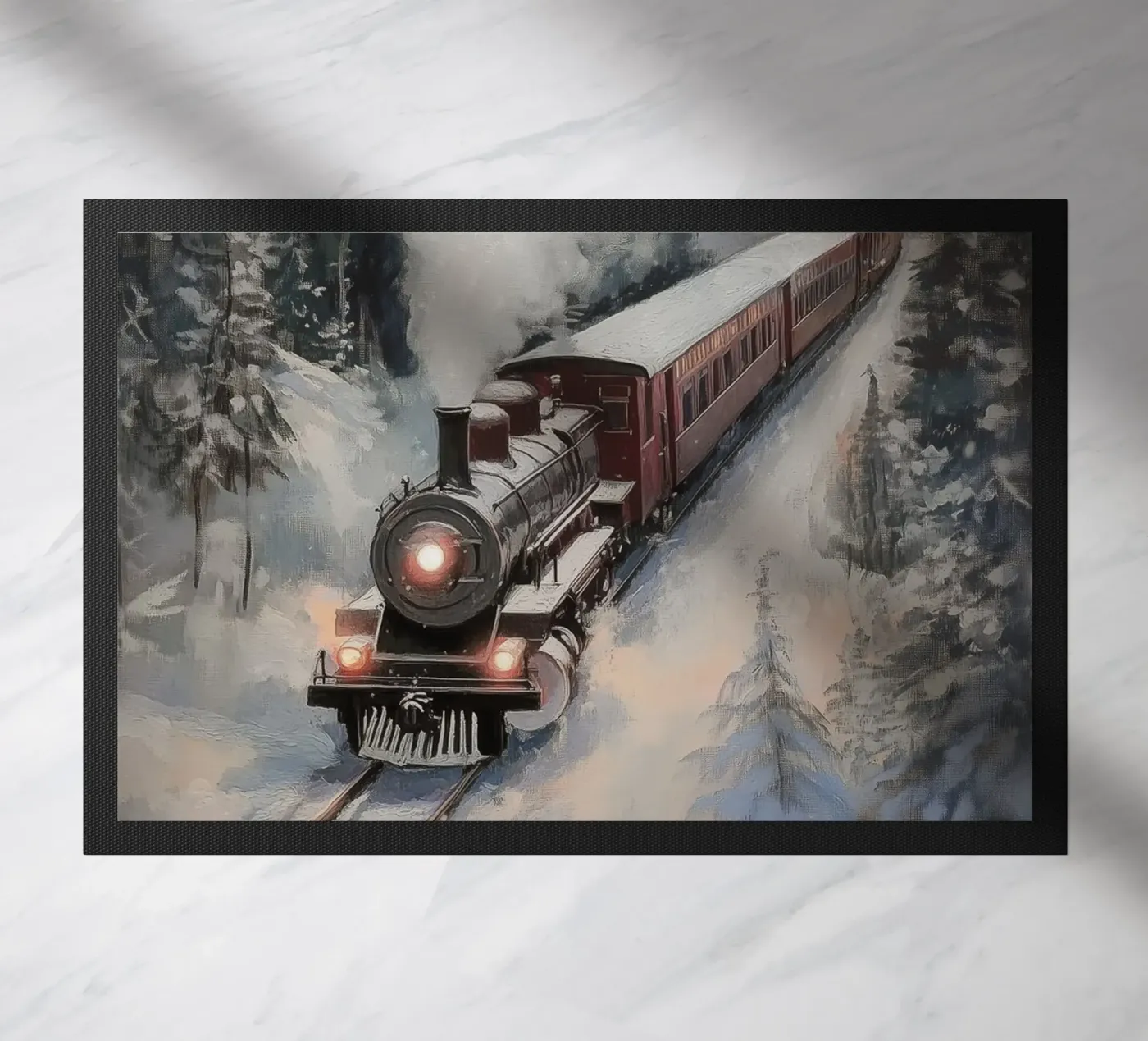 Winterstoomtrein deurmat van Melloi Art Print
