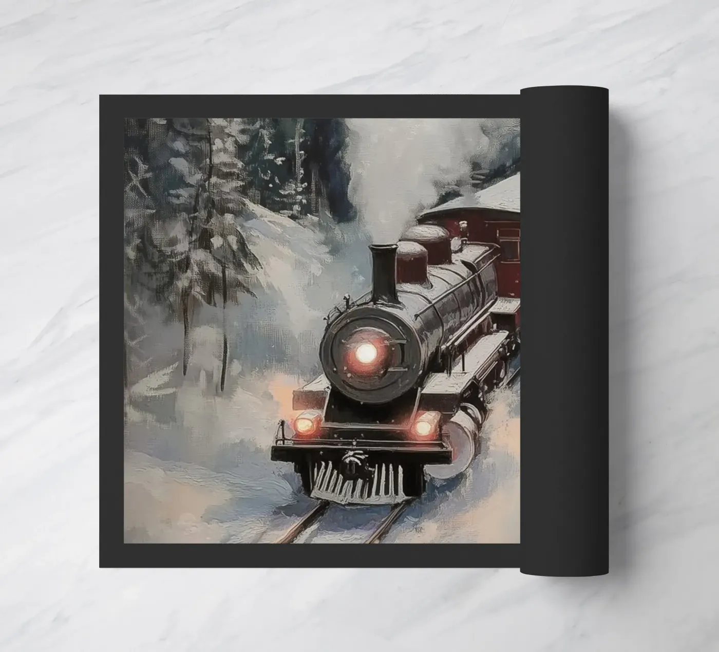Winterstoomtrein deurmat van Melloi Art Print