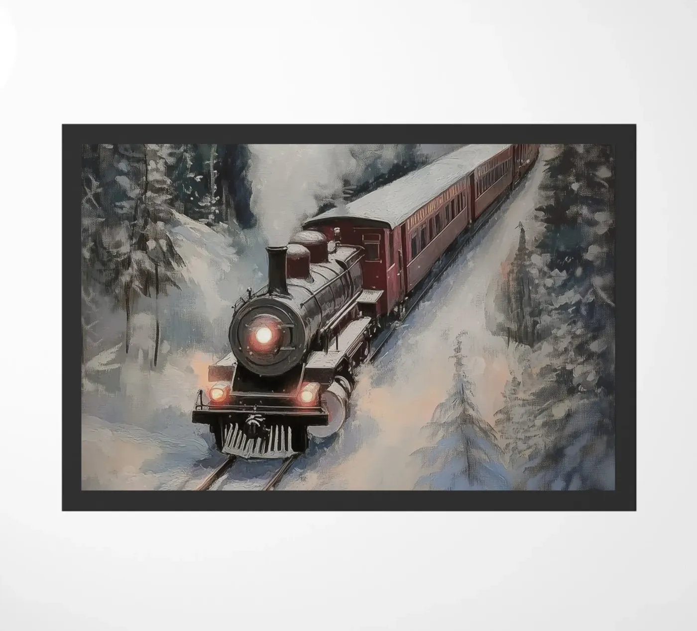 Winterstoomtrein deurmat van Melloi Art Print