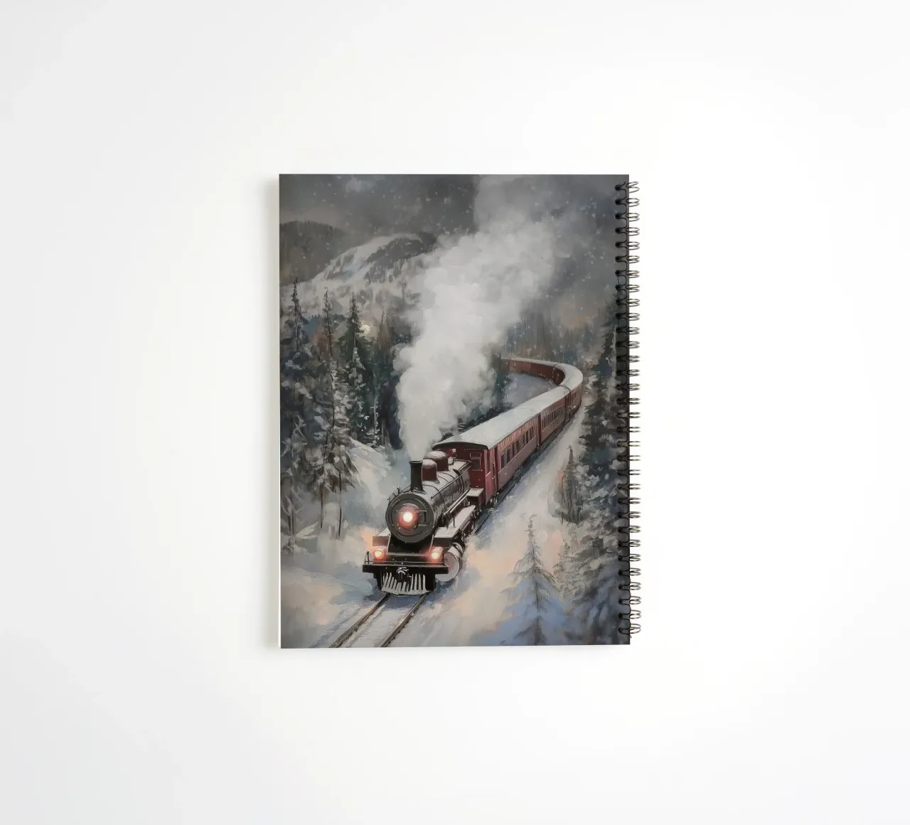 Winter Steam Train Ringbuch von Melloi Art Print