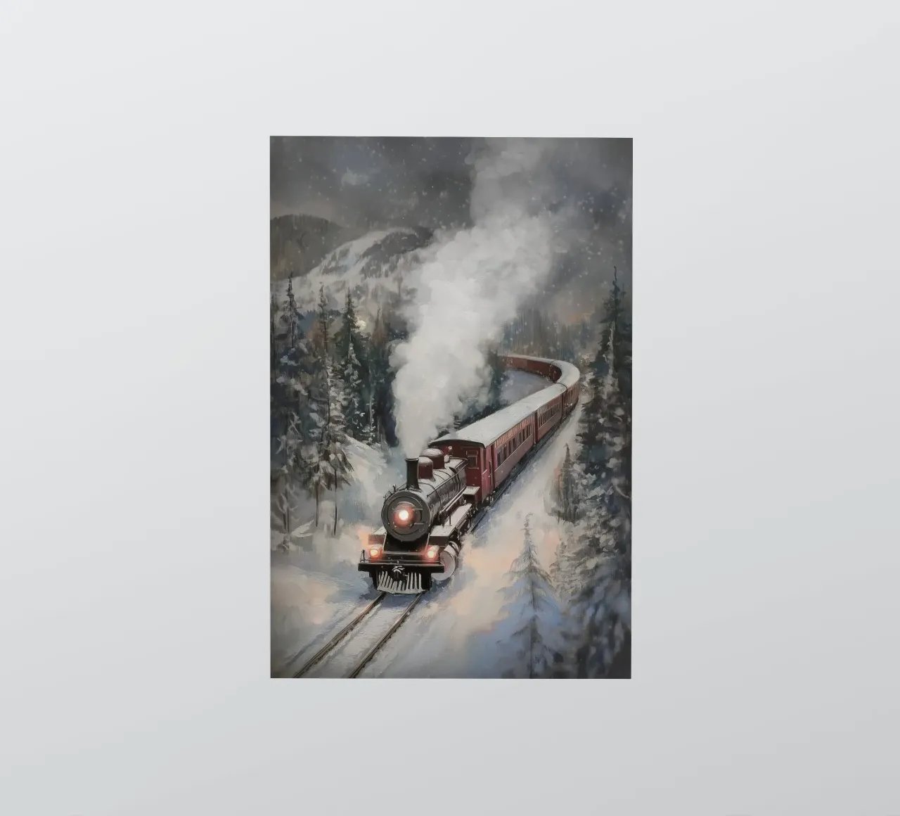 Winter Steam Train Sticker von Melloi Art Print