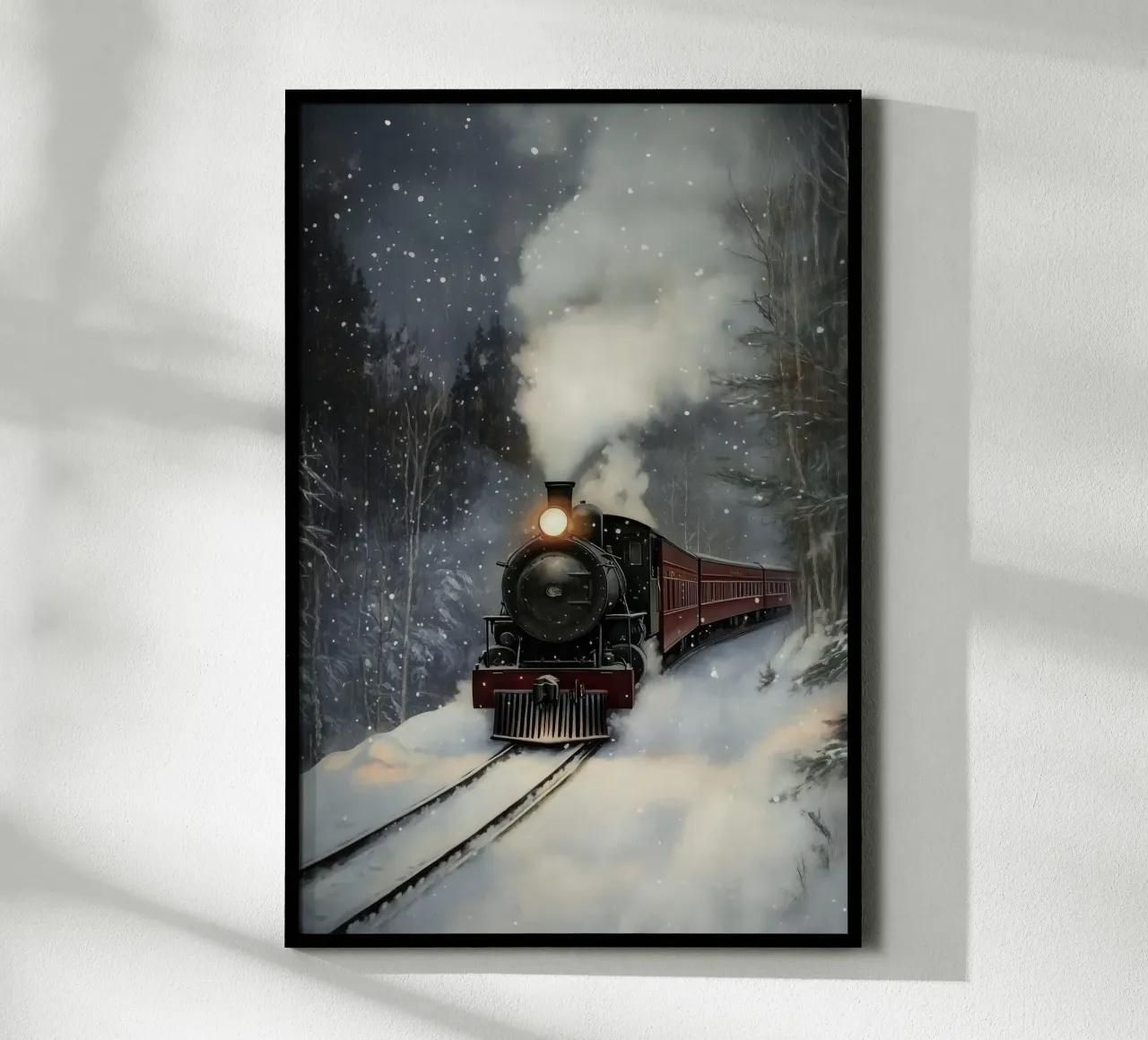 Schneefall-Dampfzug Poster von Melloi Art Print