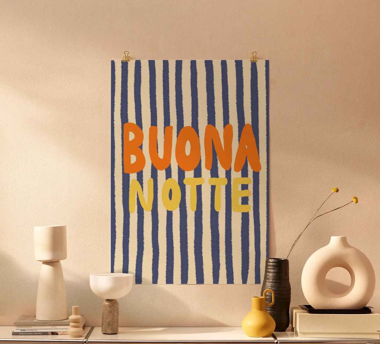 Buona Notte gestreift Poster von Studio Dolci
