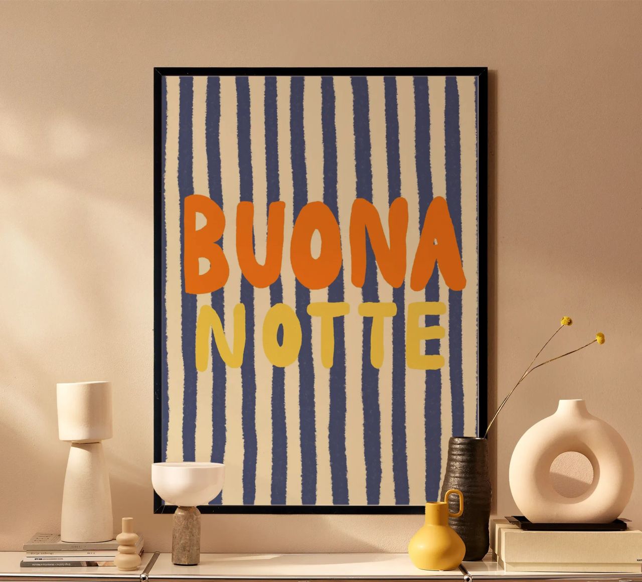 Buona Notte gestreift Poster von Studio Dolci