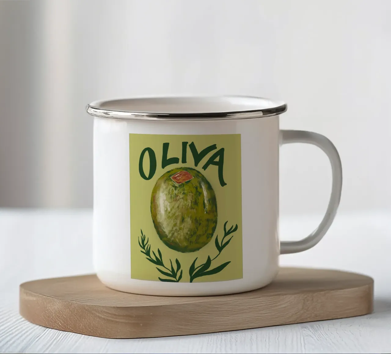 Oliva tazza in smalto da Studio Dolci
