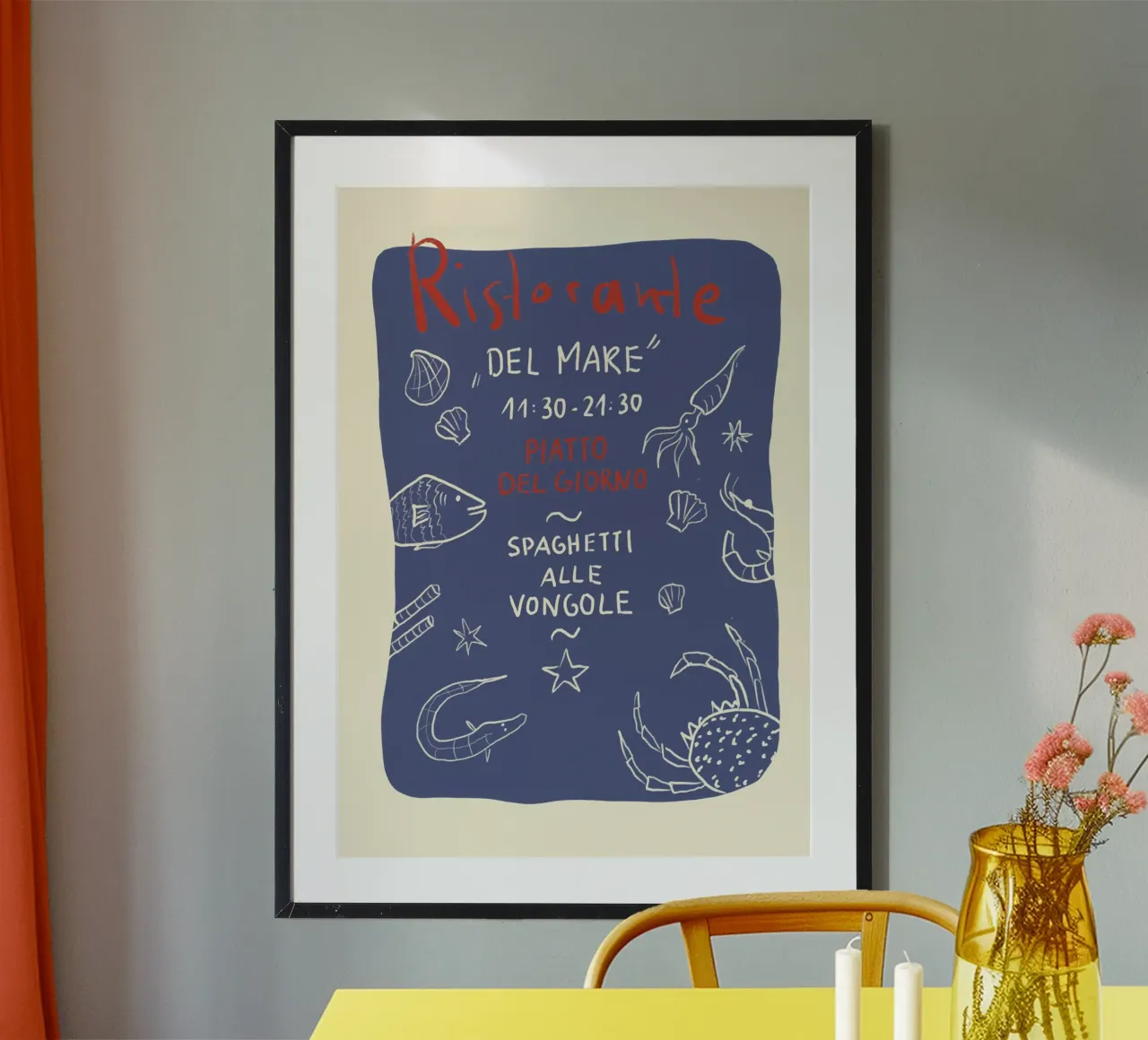 Ristorante rot poster with plastic frame by Studio Dolci