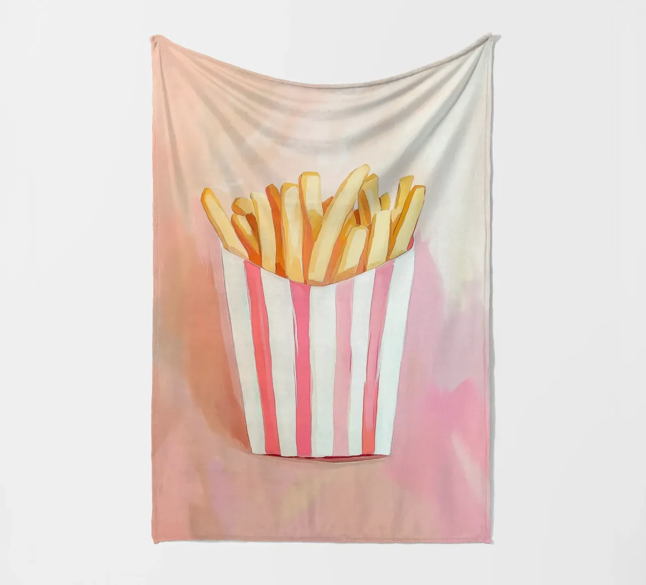 Fresh retro fries fleece blanket by Carinaprint