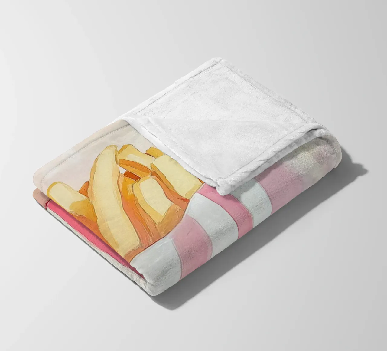 Fresh retro fries fleece blanket by Carinaprint
