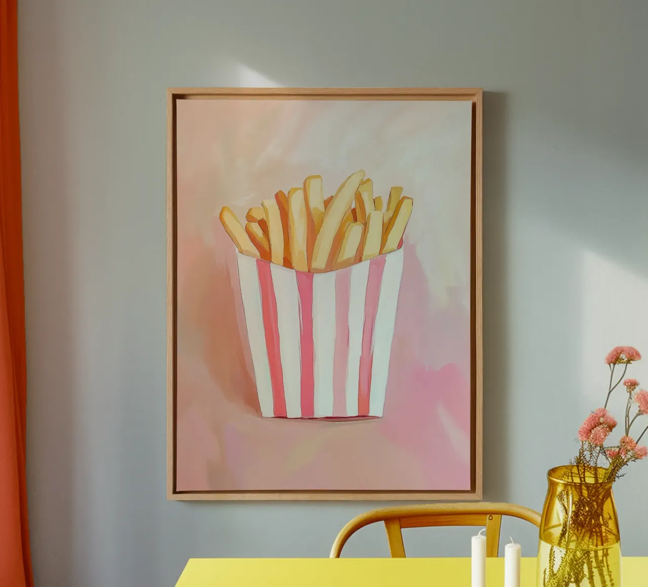 Verse retro frietjes canvas met Baklijst van Carinaprint