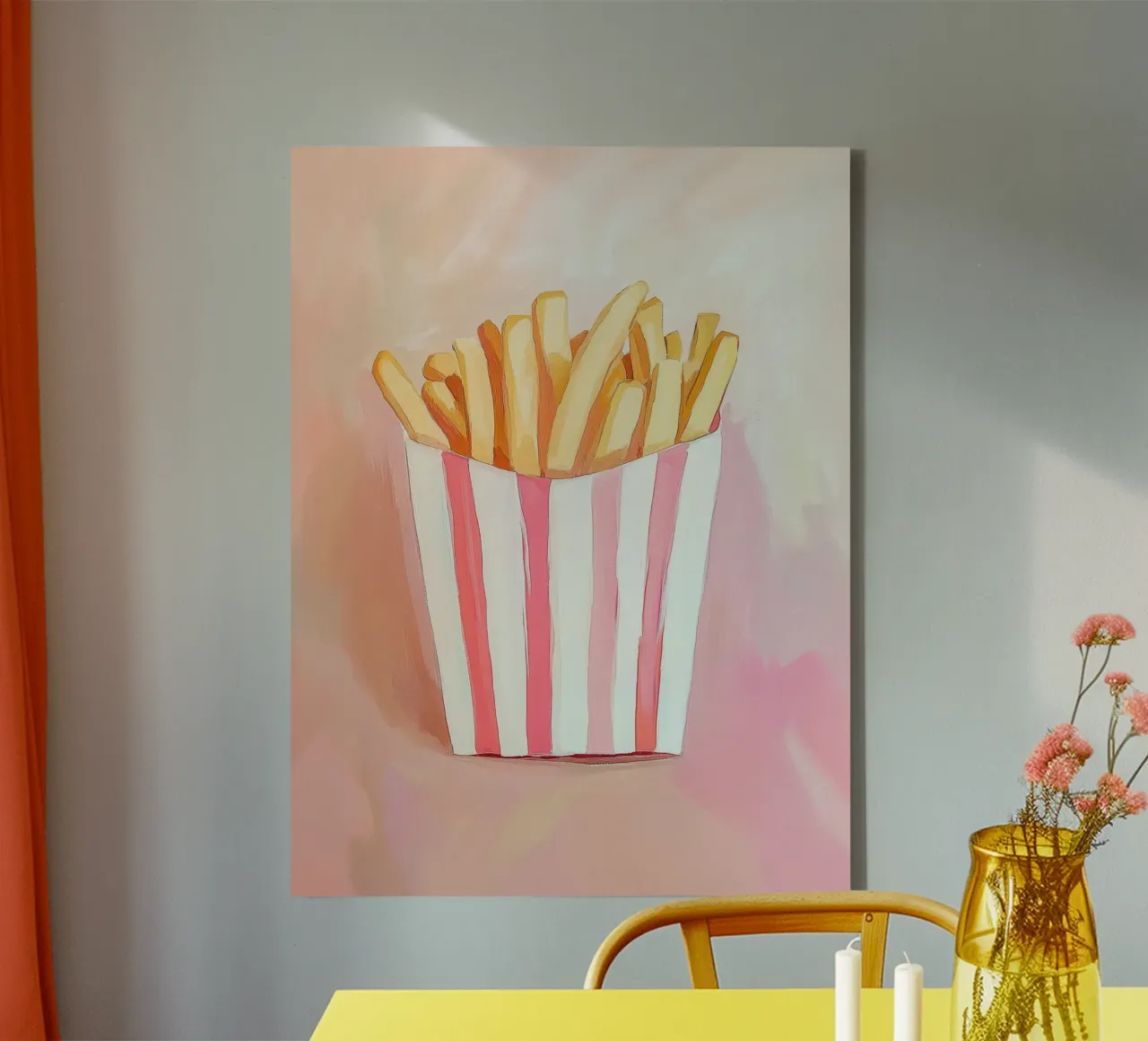 Verse retro frietjes canvas met Baklijst van Carinaprint