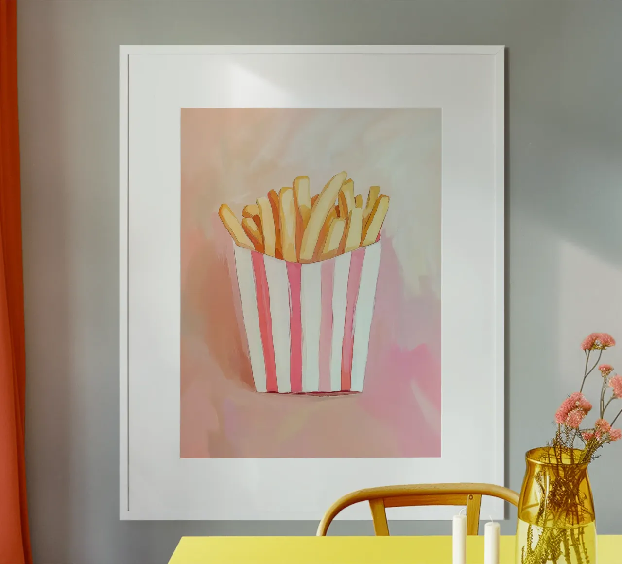 Patatine fresche e retrò poster con telaio in legno da Carinaprint
