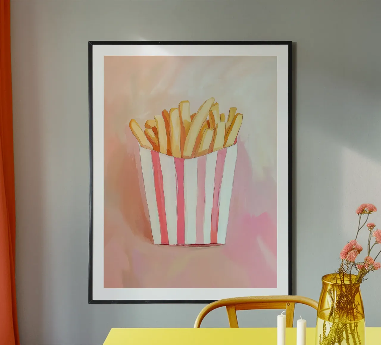 Patatine fresche e retrò poster con telaio in legno da Carinaprint