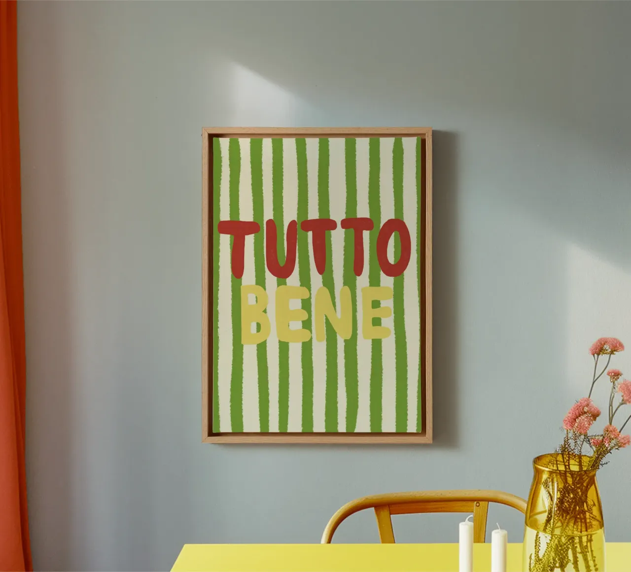Tutto Bene tela con Cornice a cassetta da Studio Dolci