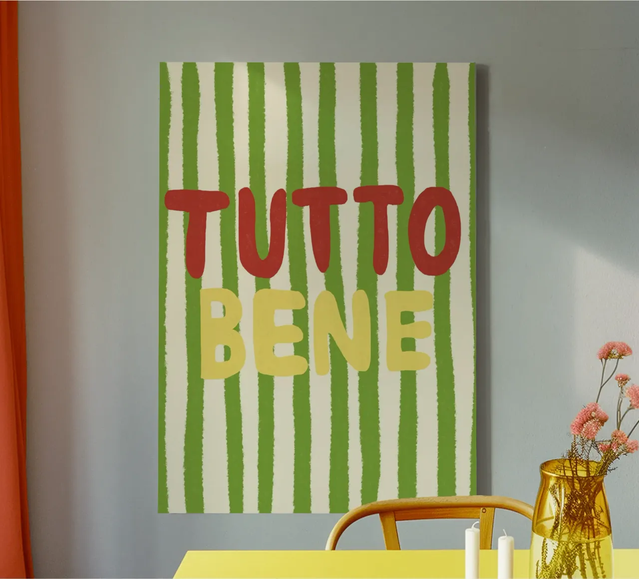 Tutto Bene tela con Cornice a cassetta da Studio Dolci