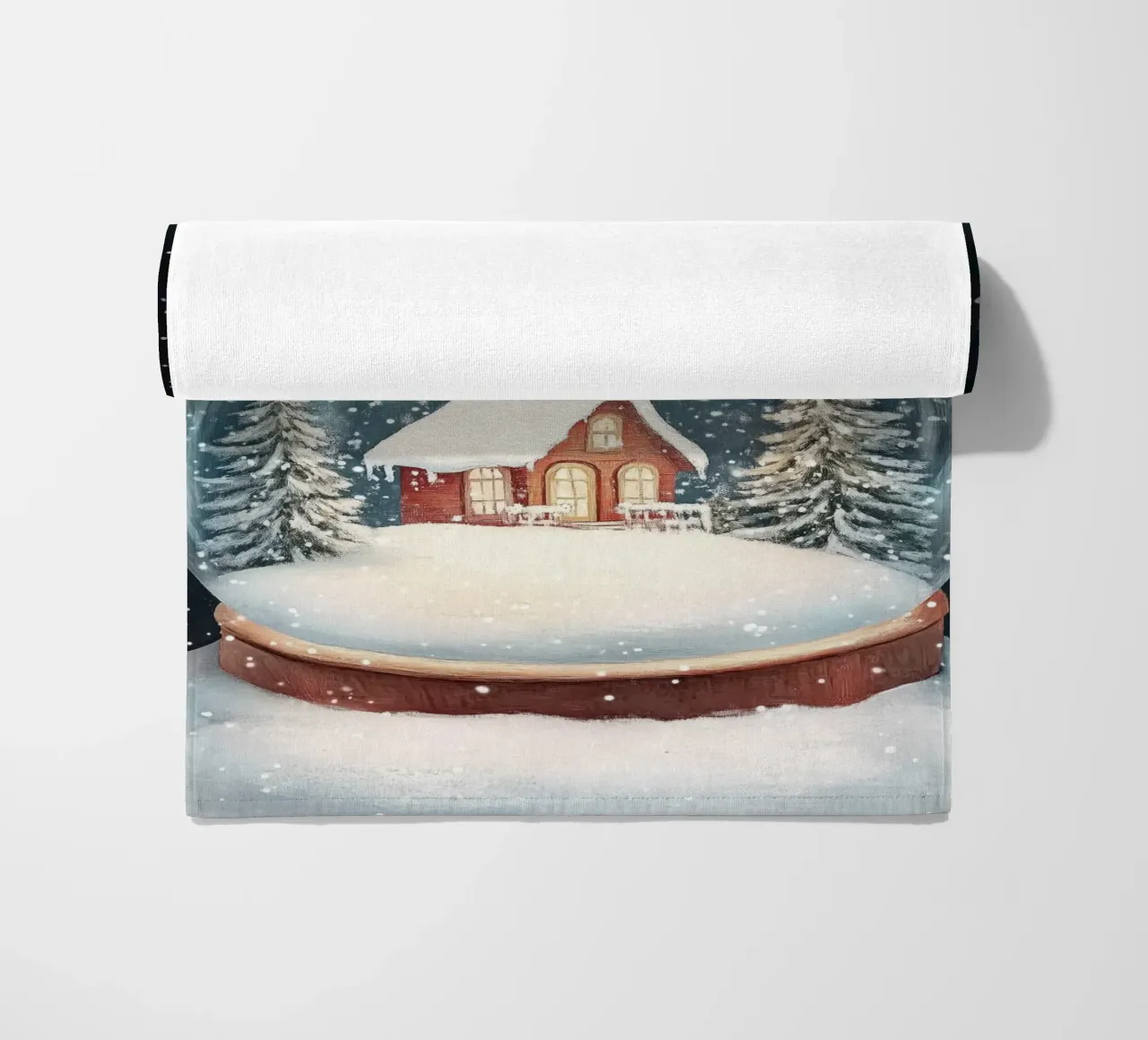 Globo di neve della casa d'inverno telo mare da Melloi Art Print