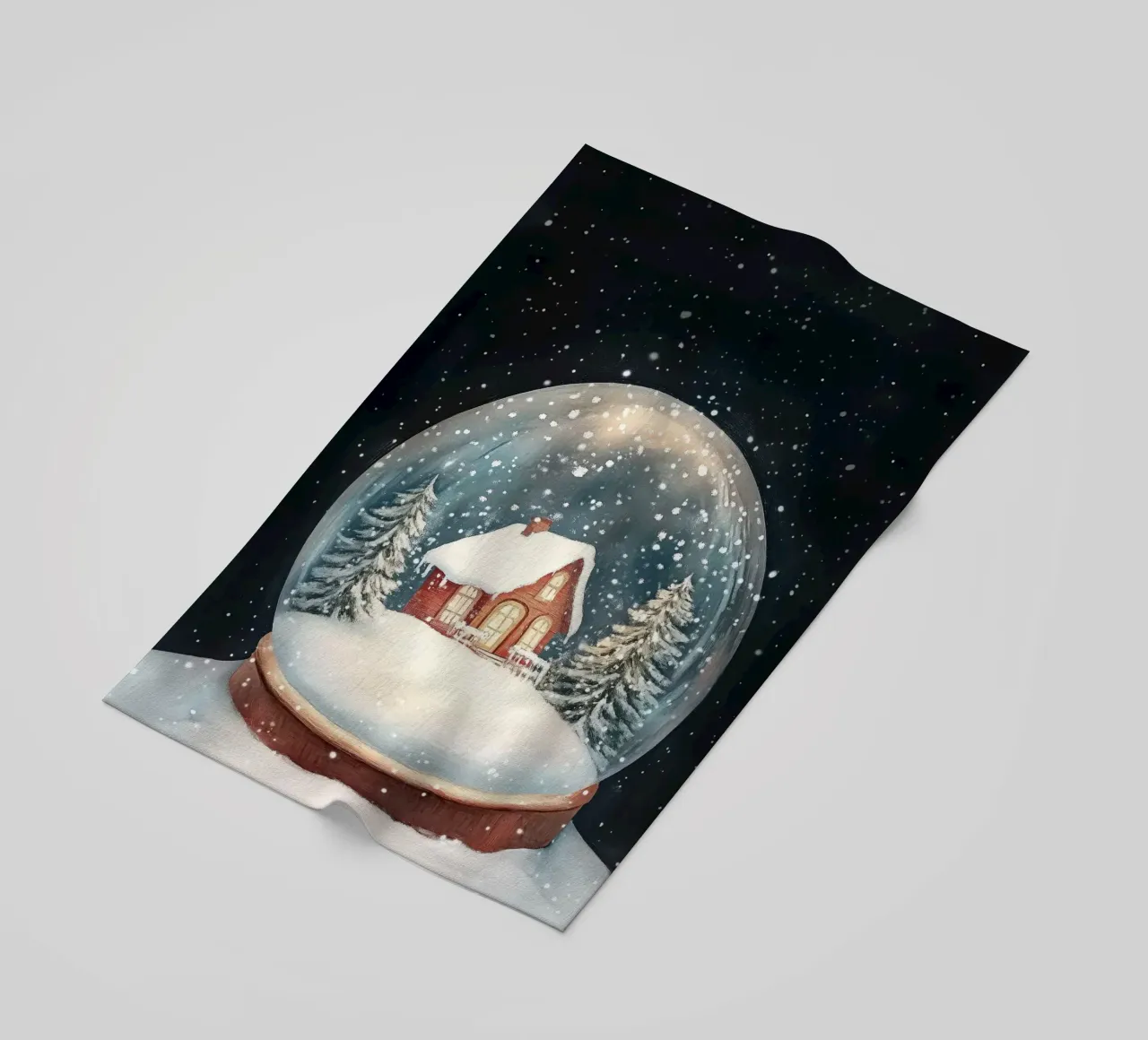 Globo di neve della casa d'inverno telo mare da Melloi Art Print